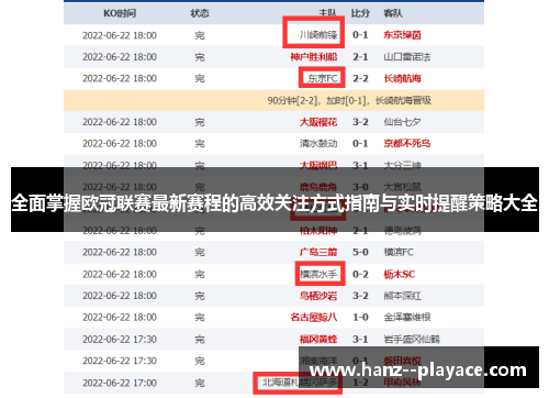 全面掌握欧冠联赛最新赛程的高效关注方式指南与实时提醒策略大全